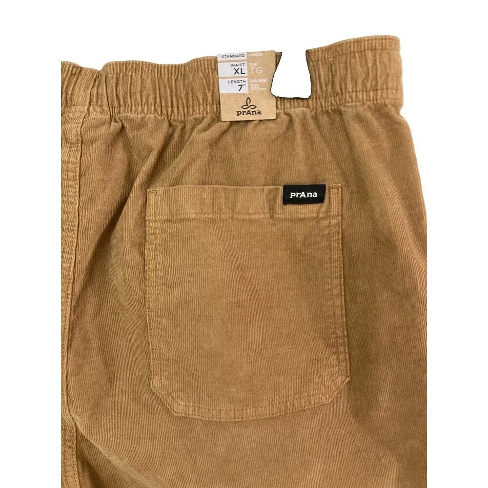 Men's prAna Canyon Camp Short Corduroy Drawstrings Brown Size XL NWT
